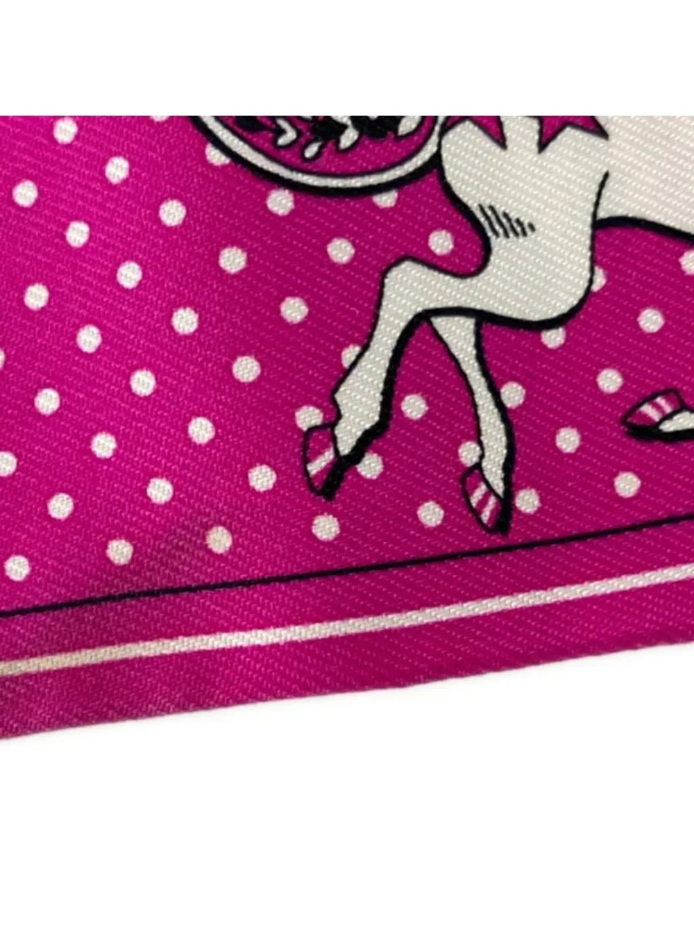 Hermes Scarf Twill Pink White Multi Ribbon Horse Star Dot Pattern